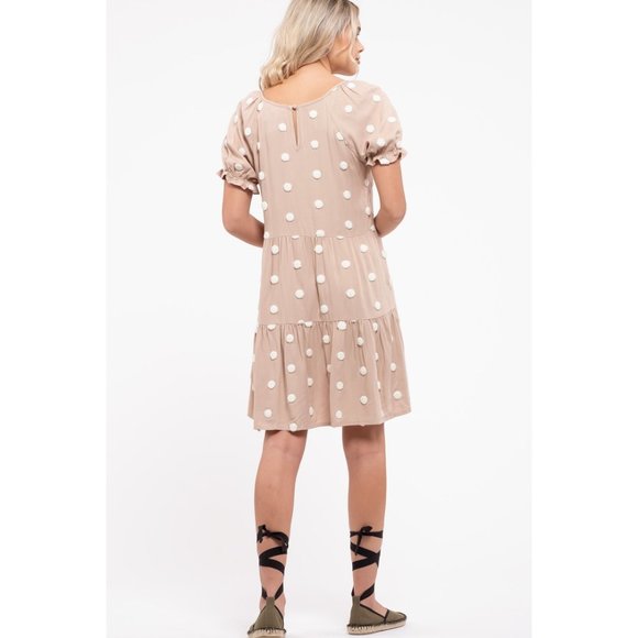 TEXTURED SWISS DOT TIERED MINI DRESS - Picture 5 of 8